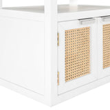 Cole Mid-Century Nightstand with Elegant Cane Detailing and Stylish Brass Handles for Modern Homes