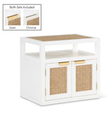 Cole Mid-Century Nightstand with Elegant Cane Detailing and Stylish Brass Handles for Modern Homes