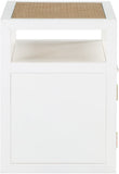 Cole Mid-Century Nightstand with Elegant Cane Detailing and Stylish Brass Handles for Modern Homes