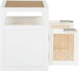 Cole Mid-Century Nightstand with Elegant Cane Detailing and Stylish Brass Handles for Modern Homes