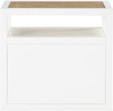 Cole Mid-Century Nightstand with Elegant Cane Detailing and Stylish Brass Handles for Modern Homes