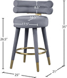 Fitzroy Velvet Counter Stool Set - Sophisticated Design with Upholstered Legs and Gold Accents