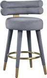 Fitzroy Velvet Counter Stool Set - Sophisticated Design with Upholstered Legs and Gold Accents