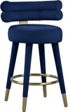 Fitzroy Velvet Counter Stool Set - Sophisticated Design with Upholstered Legs and Gold Accents