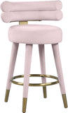 Fitzroy Velvet Counter Stool Set - Sophisticated Design with Upholstered Legs and Gold Accents