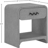 Medley Night Stand - Elegant Linen Textured Side Table with Matte Black Handle for Modern Spaces