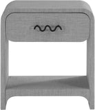 Medley Night Stand - Elegant Linen Textured Side Table with Matte Black Handle for Modern Spaces