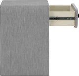 Medley Night Stand - Elegant Linen Textured Side Table with Matte Black Handle for Modern Spaces