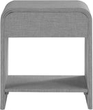 Medley Night Stand - Elegant Linen Textured Side Table with Matte Black Handle for Modern Spaces