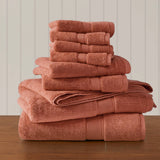Antibacterial Spa-Like 8-Piece Bathroom Towel Set, Coral