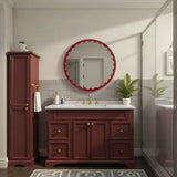 Santosh Round Glossy Burgundy Scalloped Mirror