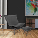 Scroll Puff Ottoman Cover & Cushion- Barbet Charcoal/Black