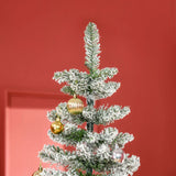 HOMCOM 7.5ft Unlit Snow-Flocked Slim Pine Artificial Christmas Tree with Realistic Branches and 668 Tips