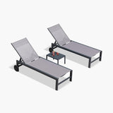 PURPLE LEAF Outdoor Chaise Lounge with Wheels Patio Lounge Chair Recliner