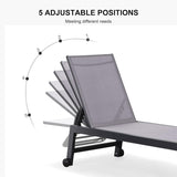 PURPLE LEAF Patio Chaise Lounge Textilene Pool with Wheels Sunbathing Chair for Outdoor, Beach, Yard, Side Table Included