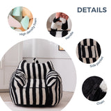 MAXYOYO Kids Bean Bag Chair, Sherpa Bean Bag Couch with Decorative Edges for children's room (Stripe Black)