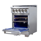 Kucht Professional 24" Gas Range Stainless Steel, True Simmer Burners, KFX2400X-S
