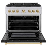 ZLINE 36"Gas Range, Convection Oven Black Matte, Champagne Bronze, SGRZ-BLM-36-CB