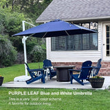 PURPLE LEAF Morden White Outdoor Umbrella Premium Aluminum Patio Cantilever Pool Sun Umbrellas