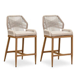 PURPLE LEAF Outdoor Bar Stools Wicker Rattan Bar Stools with Back Aluminum Outside Garden Patio Bar Chairs