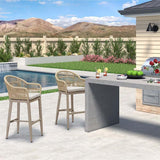 PURPLE LEAF Outdoor Bar Stools Rattan Bar Stools Counter Stools with Back and Cushions  for Patio, Garden, Kitchen
