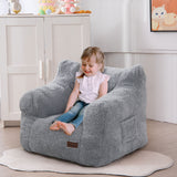 MAXYOYO Kids Sherpa Bean Bag Chair, Teddy Lazy Sofa for Girls and Boys,  Grey