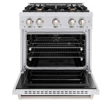 ZLINE 30" Classic Gas Range, Convection Gas Oven DuraSnow® Stainless Steel, Brass Burners CGRS-BR-30