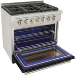Kucht 36" Freestanding Professional Gas Range Liquid Propane KFX3600X/LP-BK