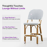 PURPLE LEAF Outdoor Bar Height Stools Set of 2 French Country Patio Rattan Bar Stool Chairs Outdoor Armless Barstools for Porch Garden Indoor Kitchen