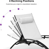 PURPLE LEAF Patio Chaise Lounge Set Outdoor Beach Pool Sunbathing Lawn Lounger Recliner Chair Outside Chairs with Side Table Included