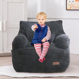 MAXYOYO Kids Bean Bag Chair, Stuffed Toddler Bean Bag Sofa with Filler Bean Bag Chair for Boys and Girls, Dark Grey