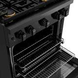 ZLINE 30 in.Gas Range, Convection Gas Oven, Brass Burner, Black Stainless Steel, SGRB-BR-30