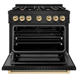 ZLINE 36" Select Dual Fuel Range Gas Cooktop Electric Convection Oven Black Stainless Steel Gold HDRBZ-36-G