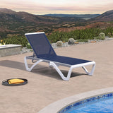PURPLE LEAF Patio Chaise Lounge Chair Outdoor Plastic Textilene Sun Bathing Recliner Tanning Pool Lounger with 6 Adjustable Position for Outside Beach in-Pool Lawn Poolside