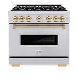 ZLINE 36" Classic Gas Range, Convection Gas Oven Stainless Steel, Gold CGRZ-36-G