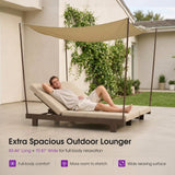PURPLE LEAF Outdoor Daybed for Patio,  Poolside Chaise Lounge Bed with Cushion, Olefin Blend Fabric, Aluminum Frame Sunbed with Side Table for Deck and Backyard