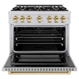 ZLINE 36" Select Dual Fuel Range Gas Cooktop Electric Convection Oven Stainless Steel Gold HDRZ-36-G
