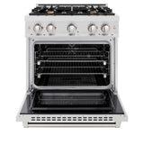 ZLINE 30" Select Dual Fuel Range Gas Cooktop Electric Convection Oven DuraSnow® Stainless Steel Brass Burners HDRS-BR-30