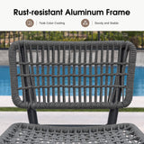 PURPLE LEAF Patio Counter Height Bar Stools Set of 2 Metal Bar Chairs with Back Wicker Woven Stools for Kitchen Island Pool Garden Outdoor Barstools