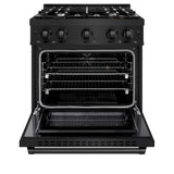 ZLINE 30" Select Dual Fuel Range Gas Cooktop Electric Convection Oven Black Stainless Steel HDRB-30