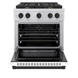 ZLINE 30"Paramount Dual Fuel Range White Matte Matte Black SDRZ-WM-30-MB