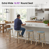 PURPLE LEAF Patio French Round Counter Stool Set of 2 Rattan Backless Stackable Barstools Aluminum Frame Footrest with Woven Wicker for Outdoor Kitchen Yard