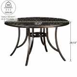 PURPLE LEAF Cast Aluminum Patio Dining Armchairs and Round Table | Rhombus and Square Lattice Designs