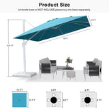 PURPLE LEAF Morden White Outdoor Umbrella Premium Aluminum Patio Cantilever Pool Sun Umbrellas