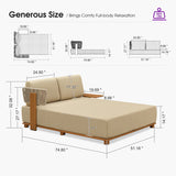 PURPLE LEAF Outdoor Daybed for Patio,  Poolside Chaise Lounge Bed with Cushion, Olefin Blend Fabric, Aluminum Frame Sunbed with Side Table for Deck and Backyard