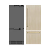 ZLINE 30" Panel Ready Built-In Bottom Freezer Refrigerator,Water Dispenser, Ice Maker,Graphite Gray, Champagne Bronze GRBIVZ-30-CB