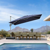 PURPLE LEAF Deluxe Left-Right Tilting Patio Umbrella Outdoor Swivel Cantilever Umbrellas