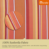 PATIO TREE 9ft Stripe Round Market Umbrella, Crank Lift, Push Button Tilt, Brown Pole, Sunbrella® (Dolce Mango)