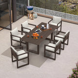 PURPLE LEAF Caesar Outdoor Dining Set Aluminum Luxury Patio Furniture Table and Chairs Set with Olifen Removable Thick Cushion and Pillow Patio Dining Sets for Garden Deck