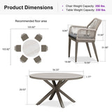 PURPLE LEAF Round Outdoor Dining Set Patio Aluminum Dining Set Round Table and Wicker Chairs with Sunbrella Cushions for Kitchen Deck